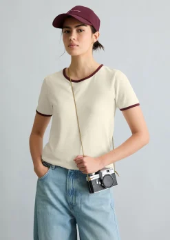 T-Shirt mit Struktur slim aus reiner Bio-Baumwolle