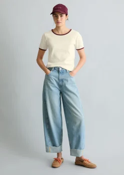T-Shirt mit Struktur slim aus reiner Bio-Baumwolle