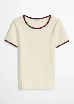 T-Shirt mit Struktur slim aus reiner Bio-Baumwolle