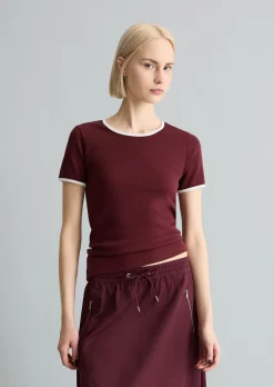T-Shirt mit Struktur slim aus reiner Bio-Baumwolle