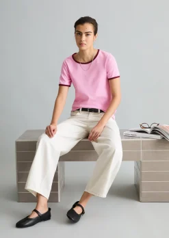 T-Shirt mit Struktur slim aus reiner Bio-Baumwolle