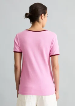T-Shirt mit Struktur slim aus reiner Bio-Baumwolle