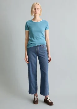 T-Shirt mit Struktur slim aus reiner Bio-Baumwolle
