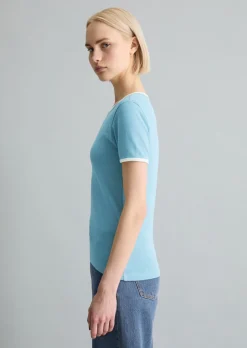 T-Shirt mit Struktur slim aus reiner Bio-Baumwolle