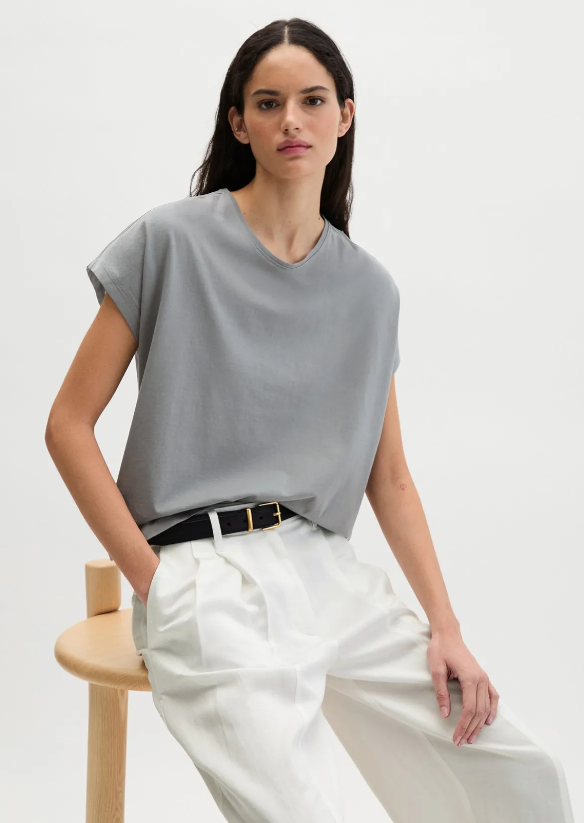 T-Shirt regular aus Material-Mix