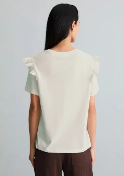 T-Shirt regular mit Popline-Rüschen am Arm