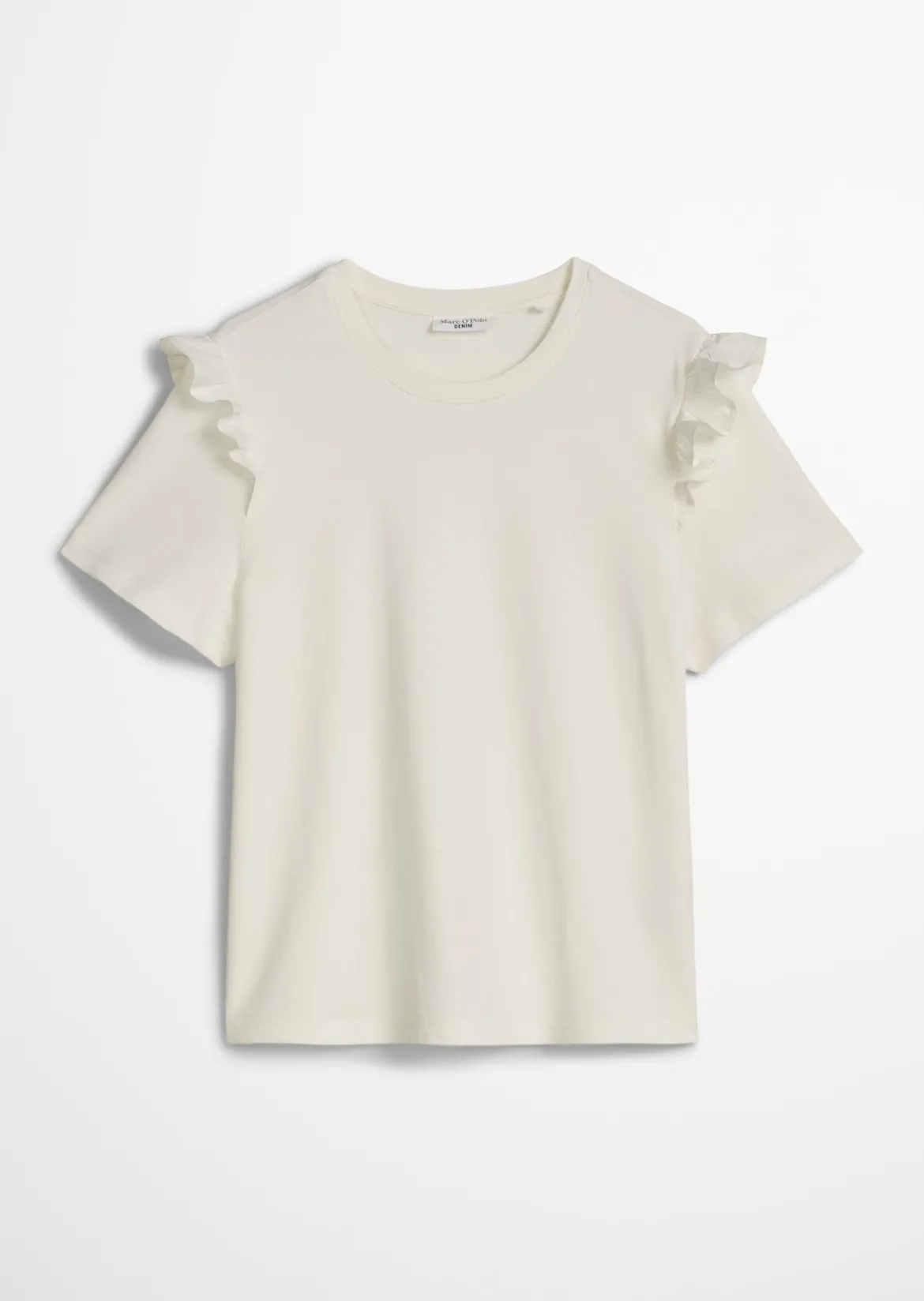 T-Shirt regular mit Popline-Rüschen am Arm