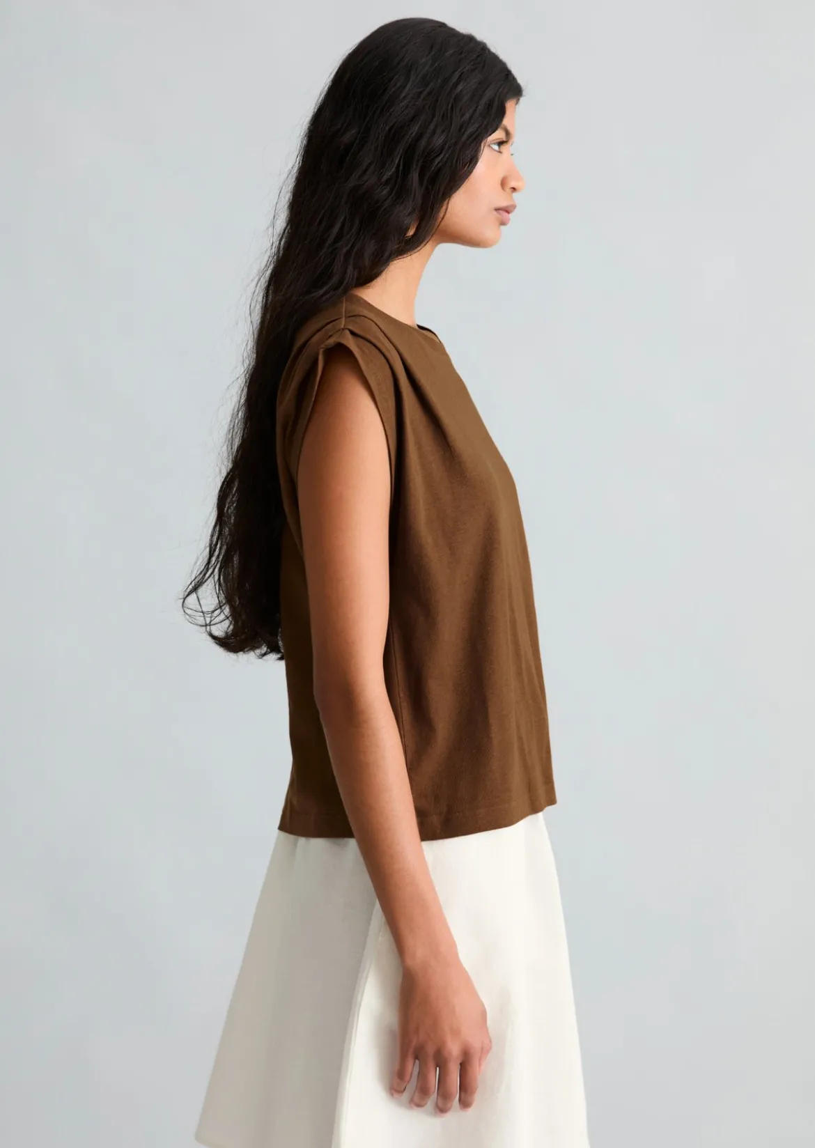T-Shirt relaxed aus Baumwolle-Leinen-Mix