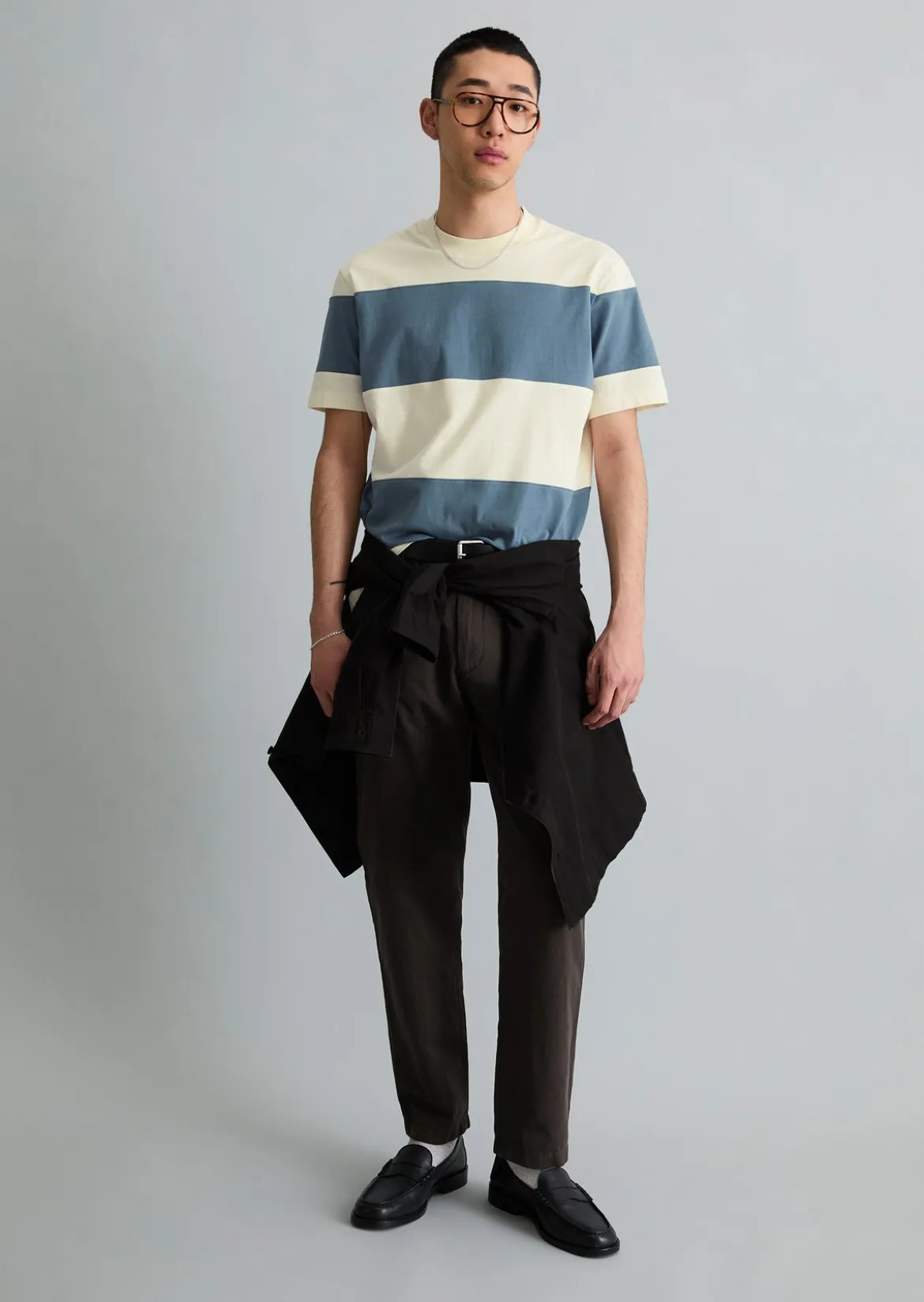 T-Shirt relaxed mit Cut-&-Sew-Blockstreifen