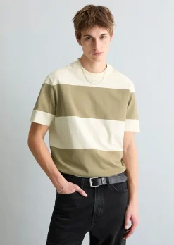 T-Shirt relaxed mit Cut-&-Sew-Blockstreifen