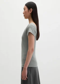 T-Shirt slim aus elastischem Rippjersey