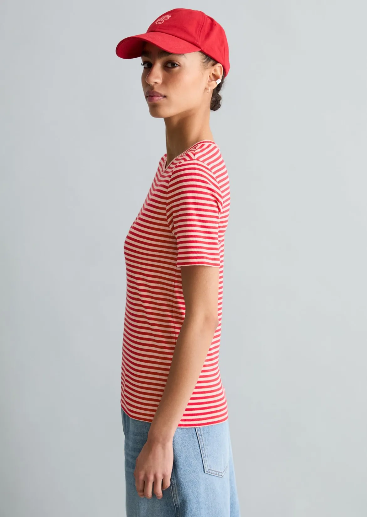 T-Shirt slim aus Rippjersey