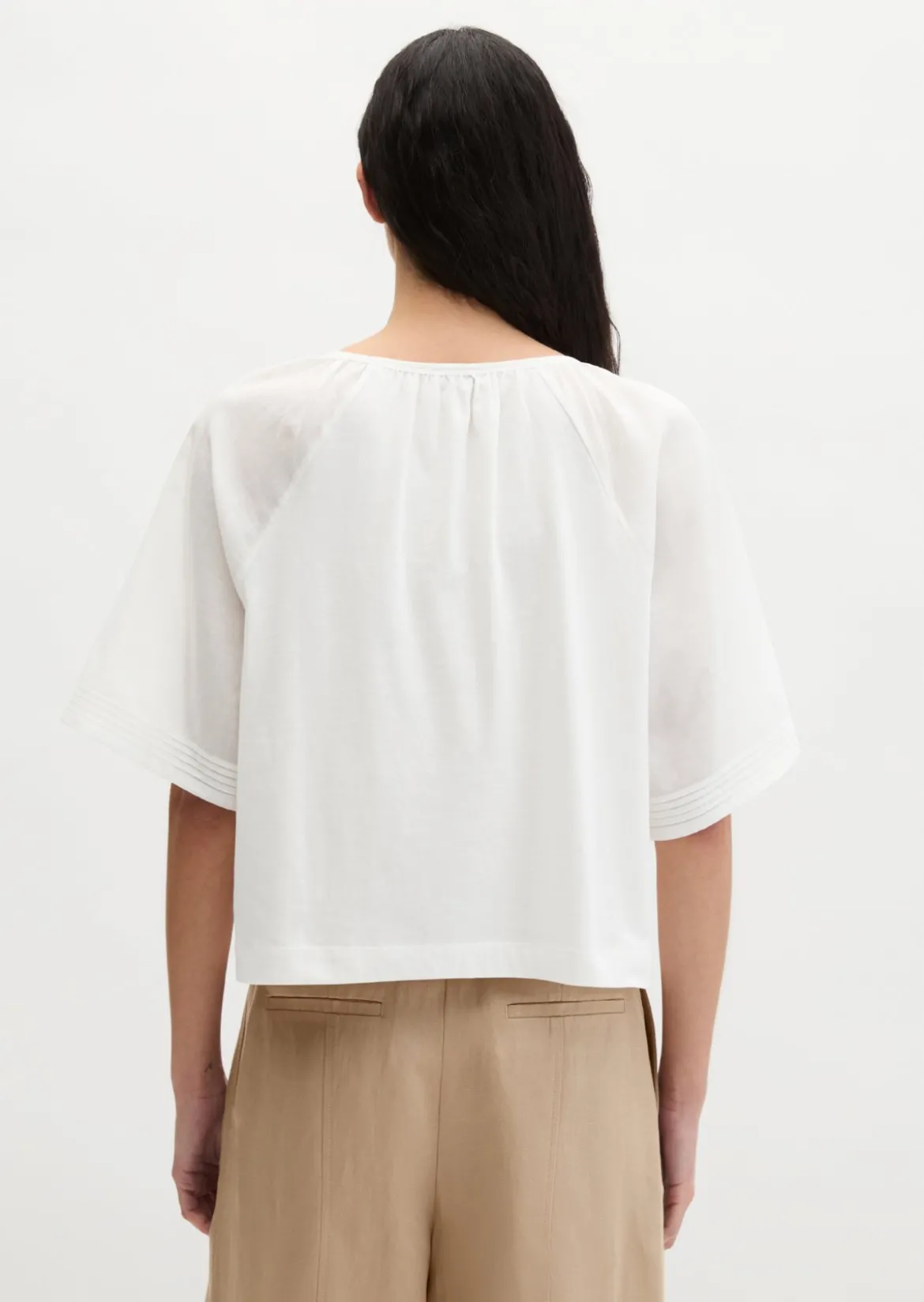 T-Shirt wide aus Material-Mix