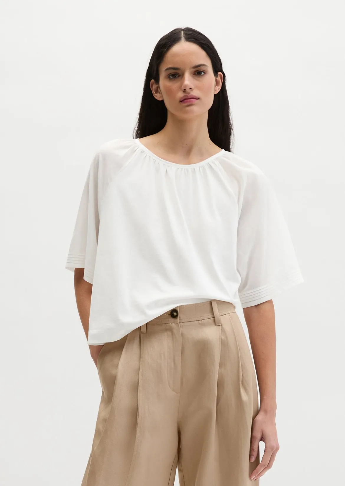 T-Shirt wide aus Material-Mix