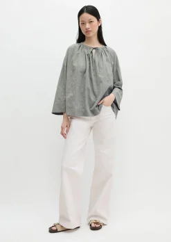 Tunika relaxed aus Baumwoll-Voile mit feiner Loch-Stickerei