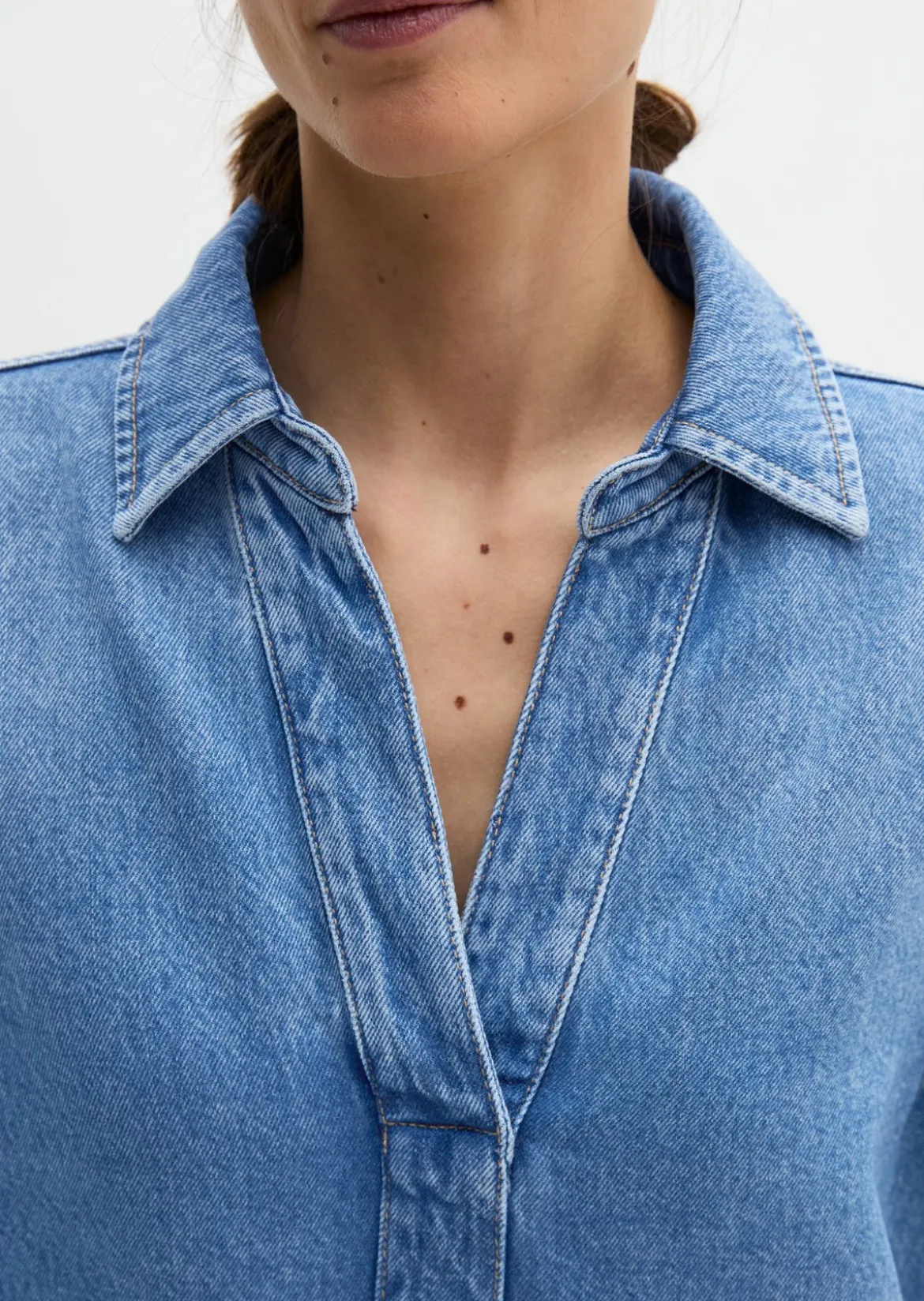 Tunika-Jeansbluse relaxed aus TENCEL™ Lyocell-Mix