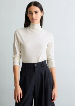 Turtleneck Longsleeve slim aus elastischem Single Jersey