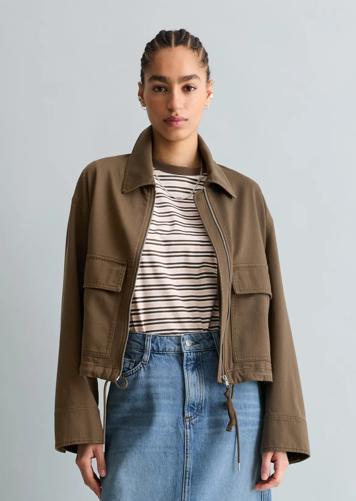 Twill-Jacke regular aus Organic-Cotton-Lyocell-Stretch