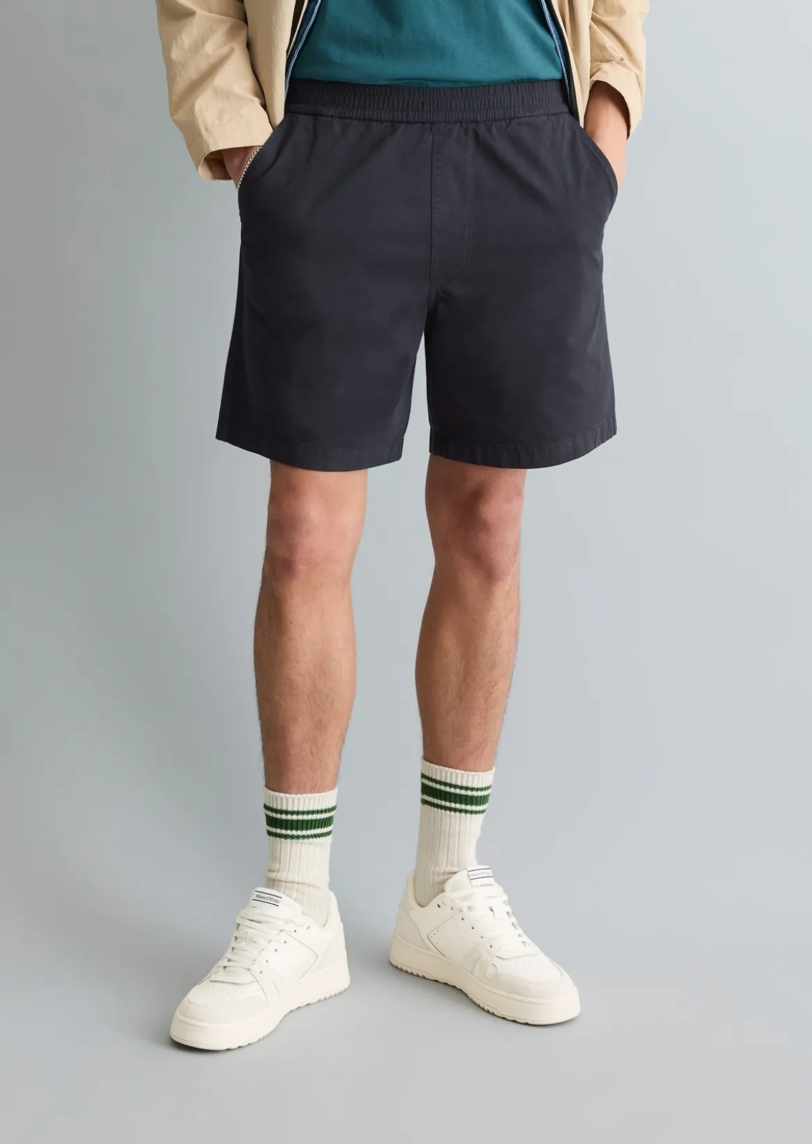 Twill-Jogger-Shorts regular aus elastischem Bio-Baumwoll-Twill