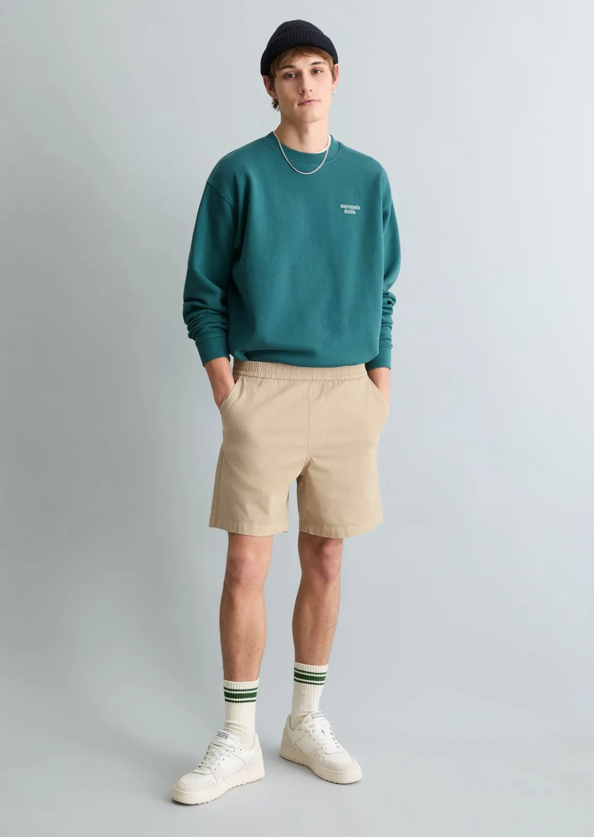 Twill-Jogger-Shorts regular aus elastischem Bio-Baumwoll-Twill