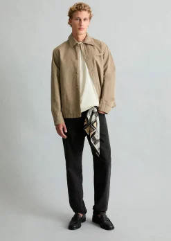 Twill-Overshirt regular aus Bio-Baumwolle und Leinen