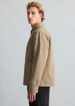Twill-Overshirt regular aus Bio-Baumwolle und Leinen