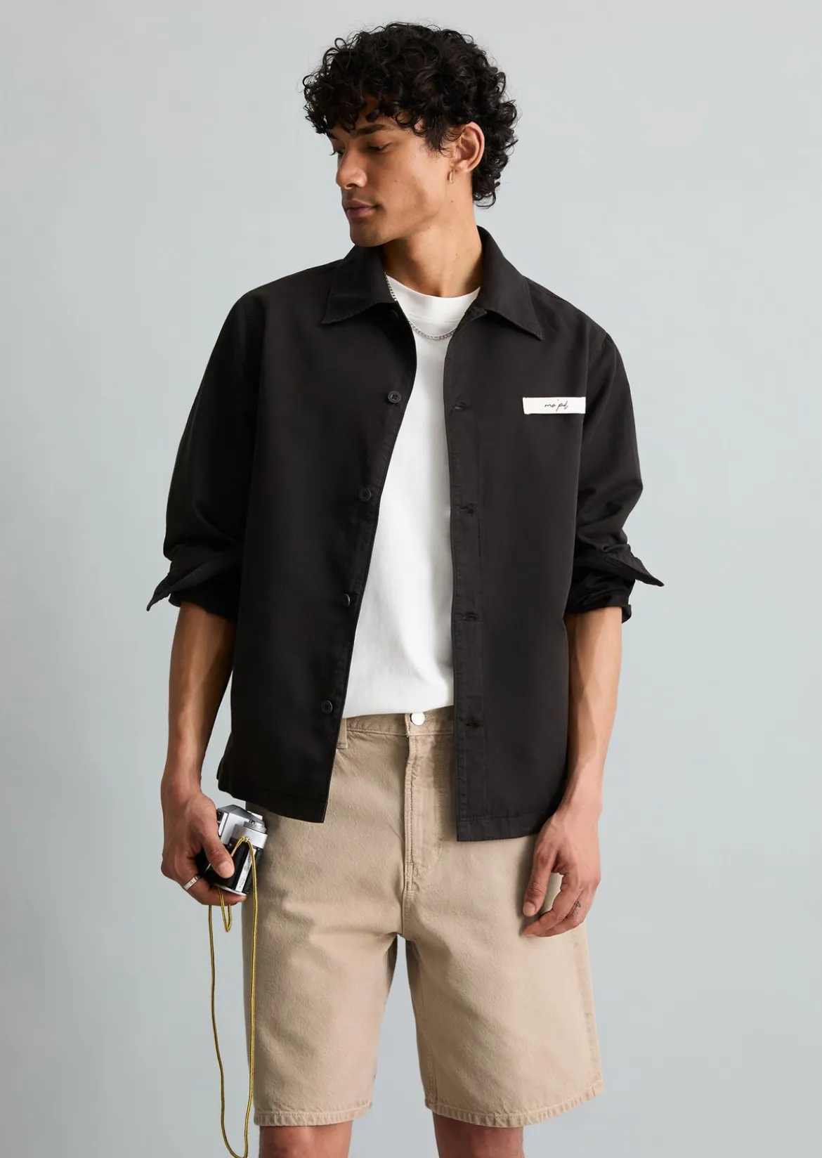 Twill-Overshirt regular aus Bio-Baumwolle und Leinen
