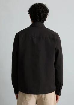 Twill-Overshirt regular aus Bio-Baumwolle und Leinen