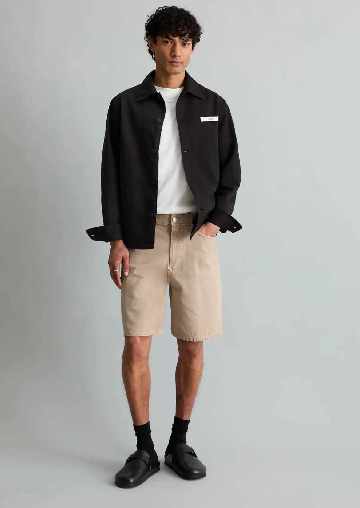 Twill-Overshirt regular aus Bio-Baumwolle und Leinen