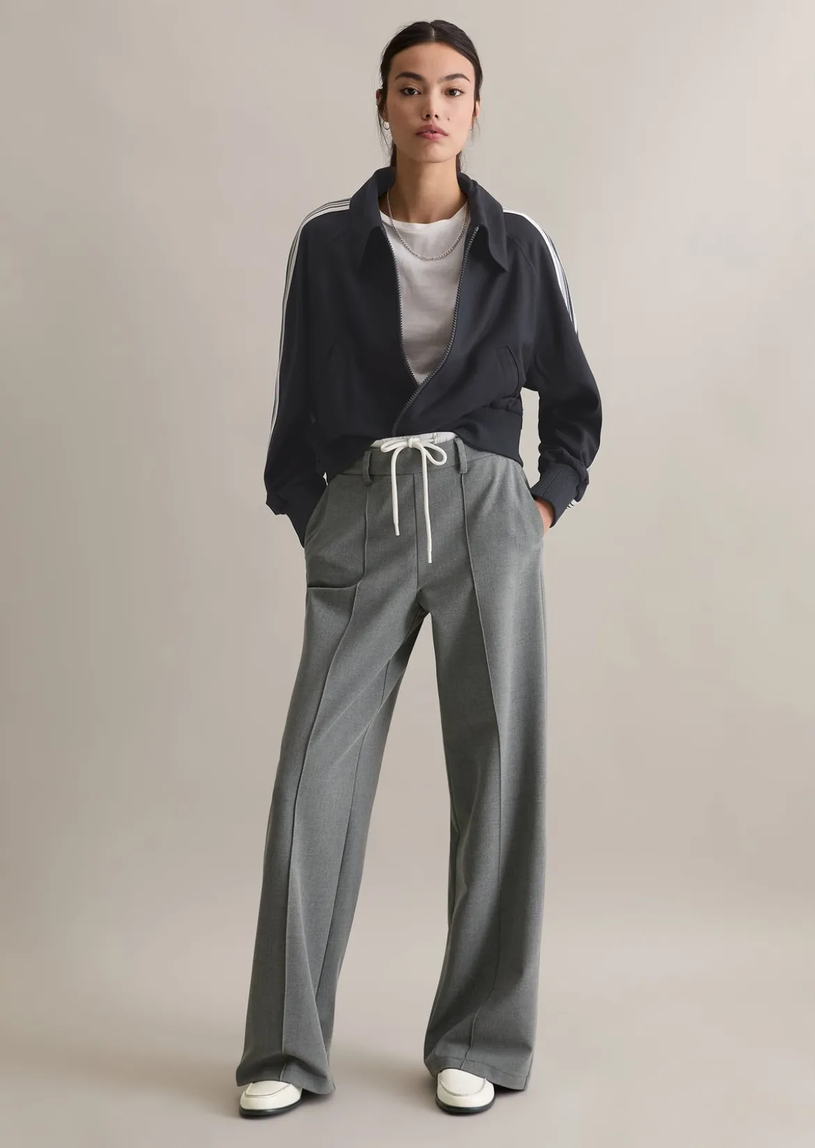 Two-in-One Hose loose aus weichem Viskose-Baumwolle-Mix