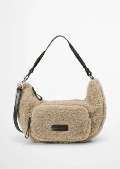 Umhängetasche medium aus weichem Teddyfell