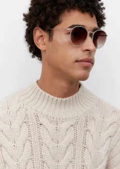 Unisex-Sonnenbrille mit filigranem Metall-Rahmen