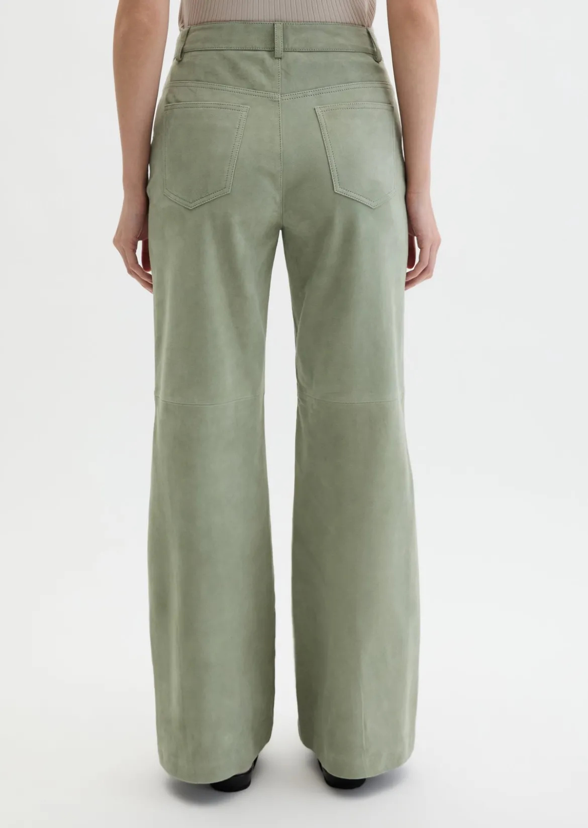 Velourslederhose wide aus softem Ziegenleder