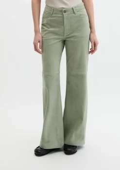 Velourslederhose wide aus softem Ziegenleder