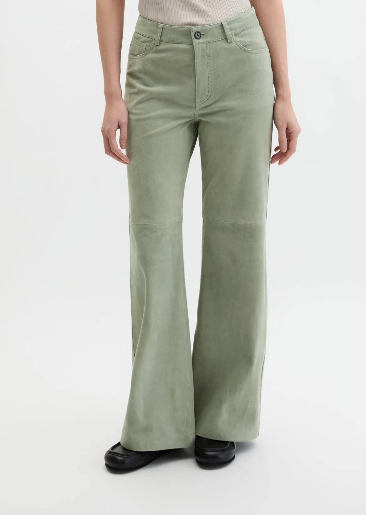 Velourslederhose wide aus softem Ziegenleder