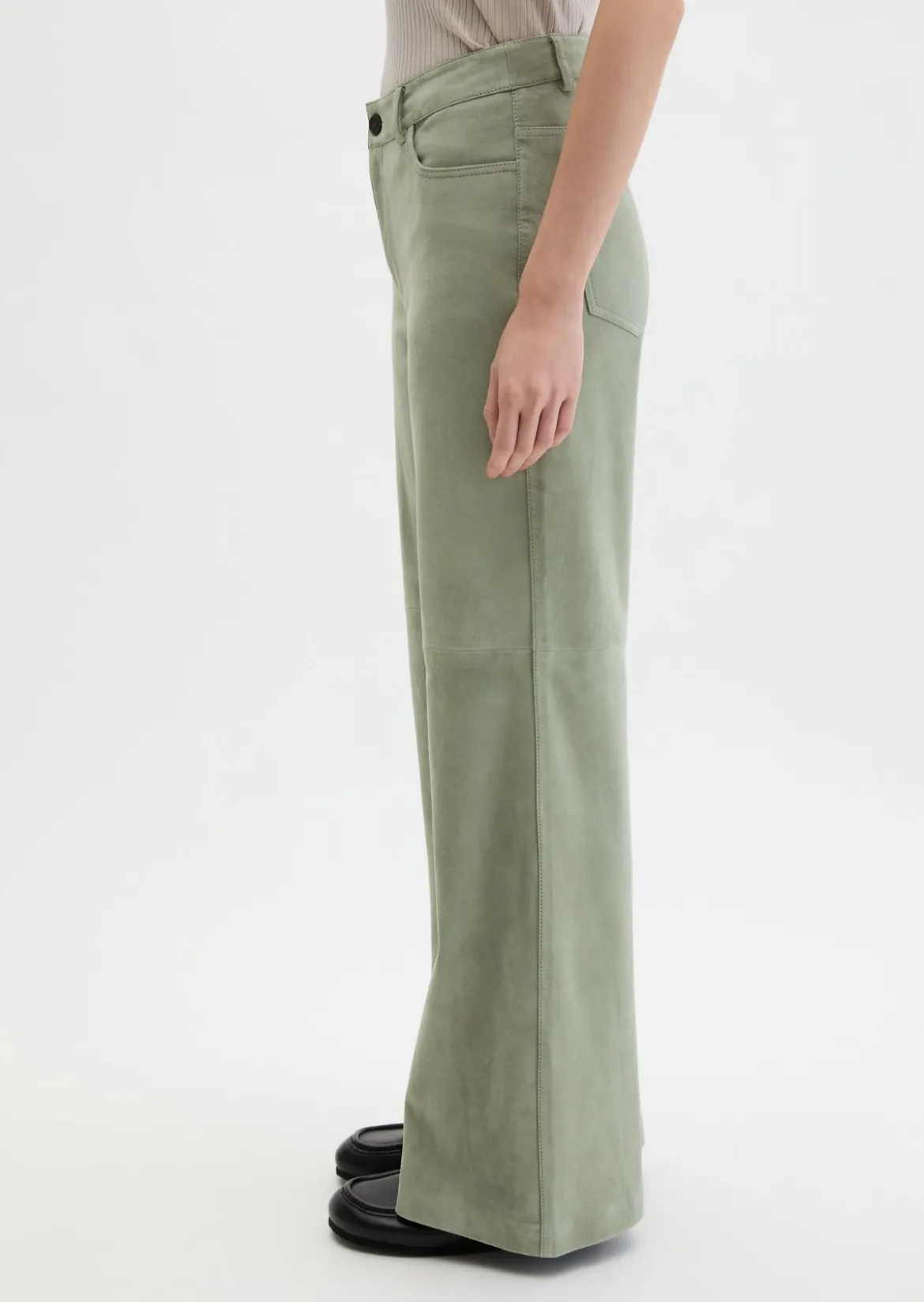 Velourslederhose wide aus softem Ziegenleder