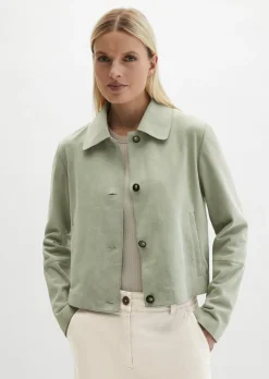 Velourslederjacke fitted aus softem Ziegenleder