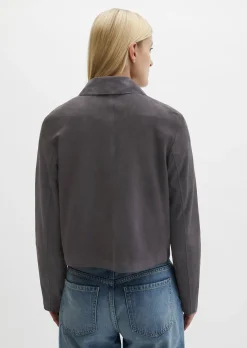 Velourslederjacke fitted aus softem Ziegenleder