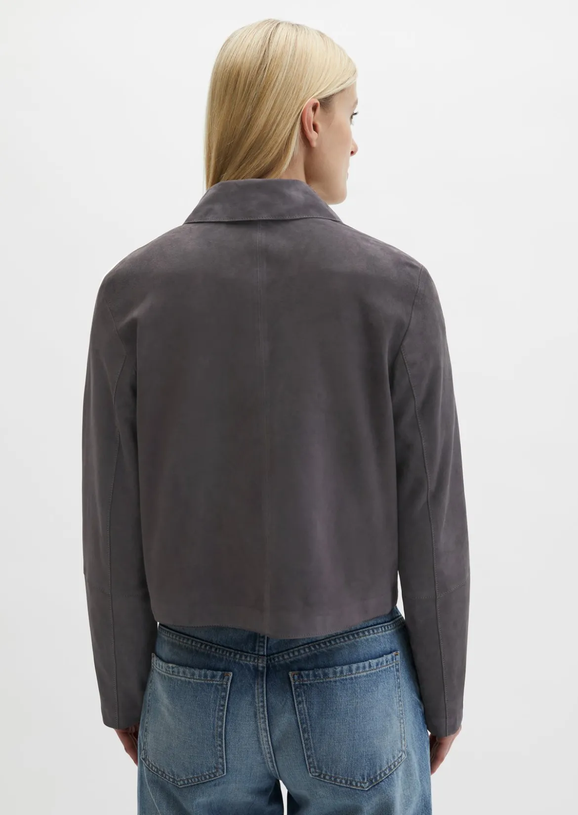 Velourslederjacke fitted aus softem Ziegenleder