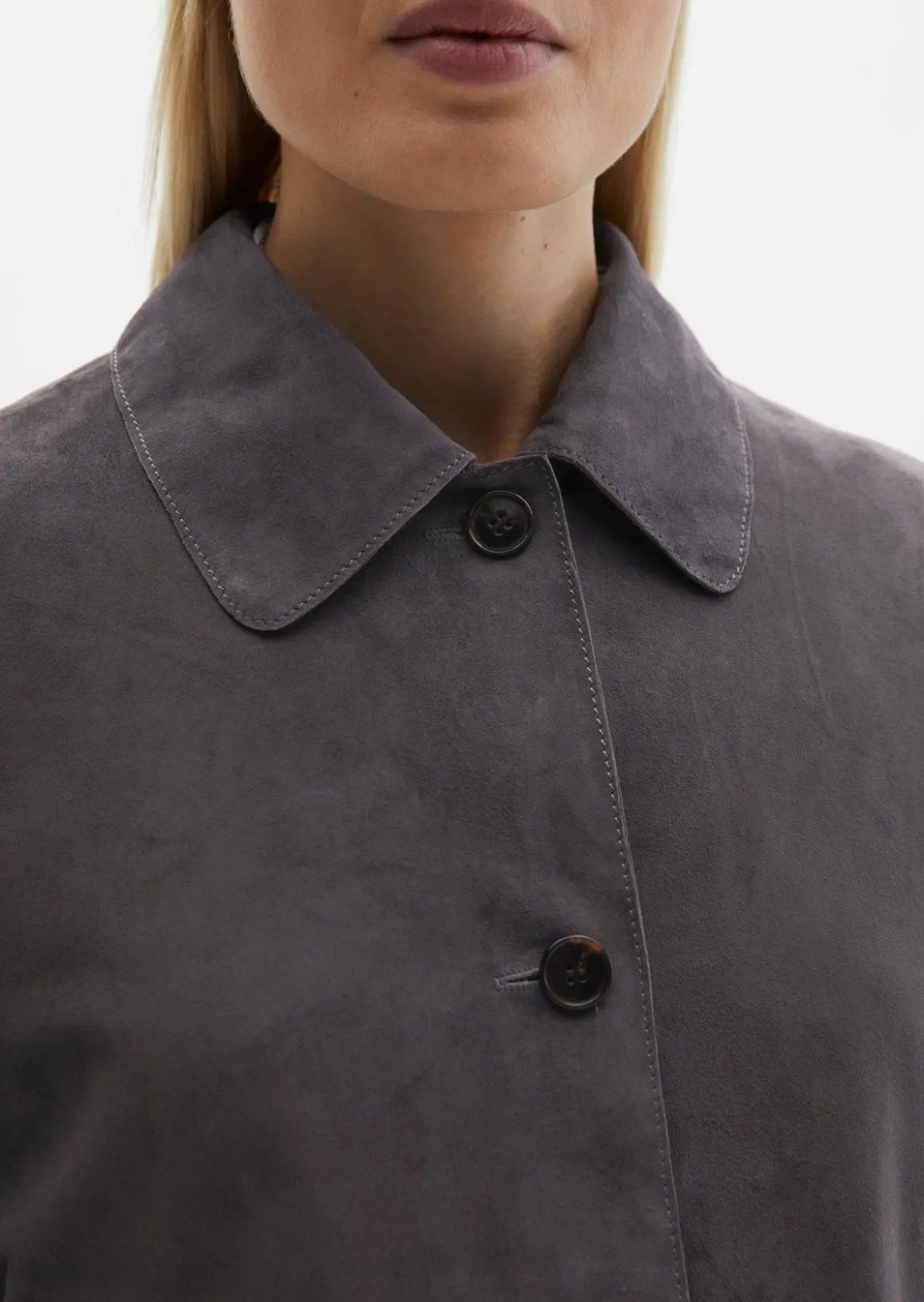 Velourslederjacke fitted aus softem Ziegenleder