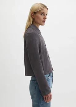 Velourslederjacke fitted aus softem Ziegenleder