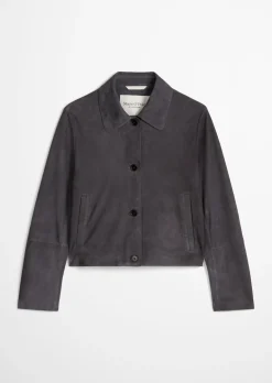 Velourslederjacke fitted aus softem Ziegenleder