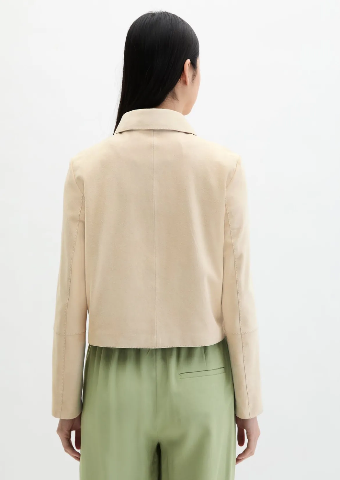 Velourslederjacke fitted aus softem Ziegenleder
