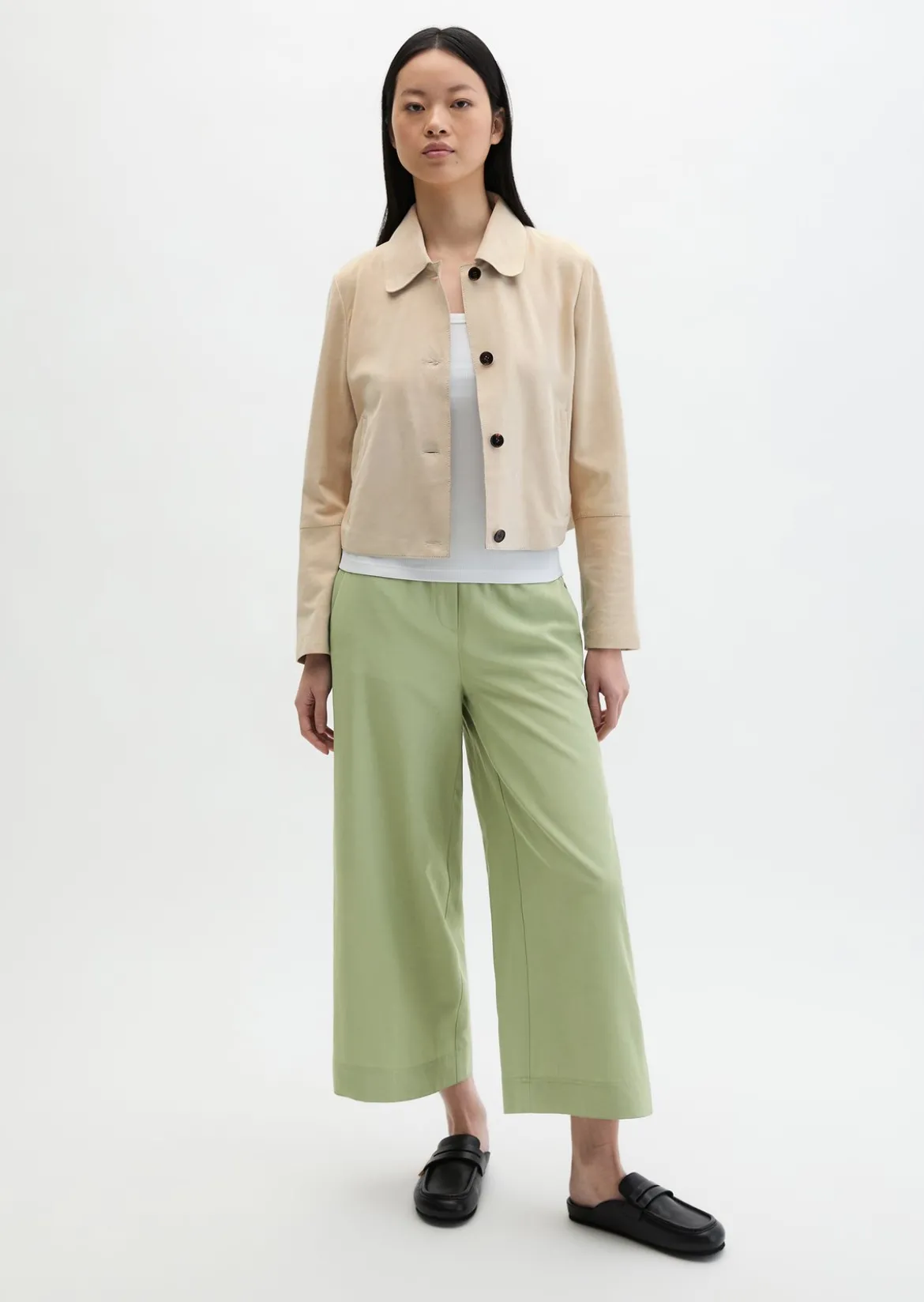 Velourslederjacke fitted aus softem Ziegenleder