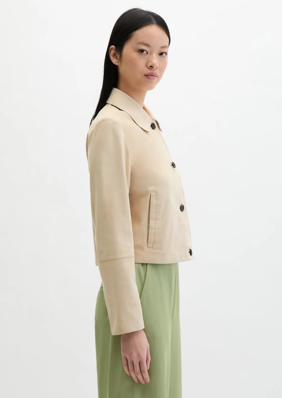 Velourslederjacke fitted aus softem Ziegenleder