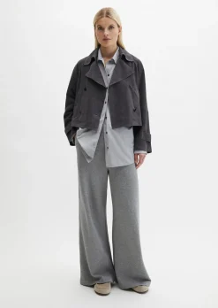 Velourslederjacke im Trench-Stil relaxed aus softem Ziegenleder