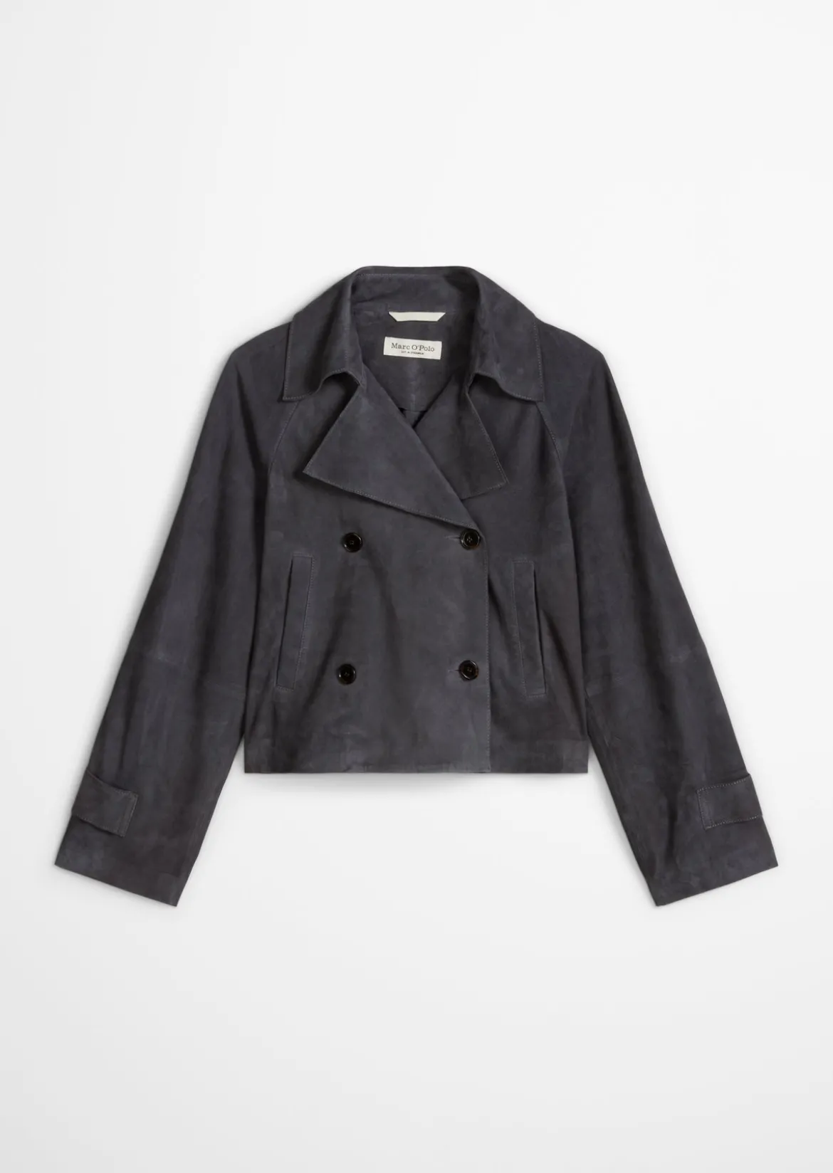 Velourslederjacke im Trench-Stil relaxed aus softem Ziegenleder