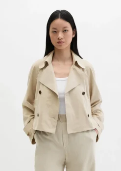 Velourslederjacke im Trench-Stil relaxed aus softem Ziegenleder