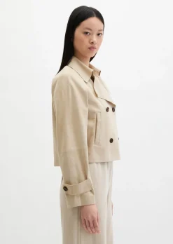Velourslederjacke im Trench-Stil relaxed aus softem Ziegenleder
