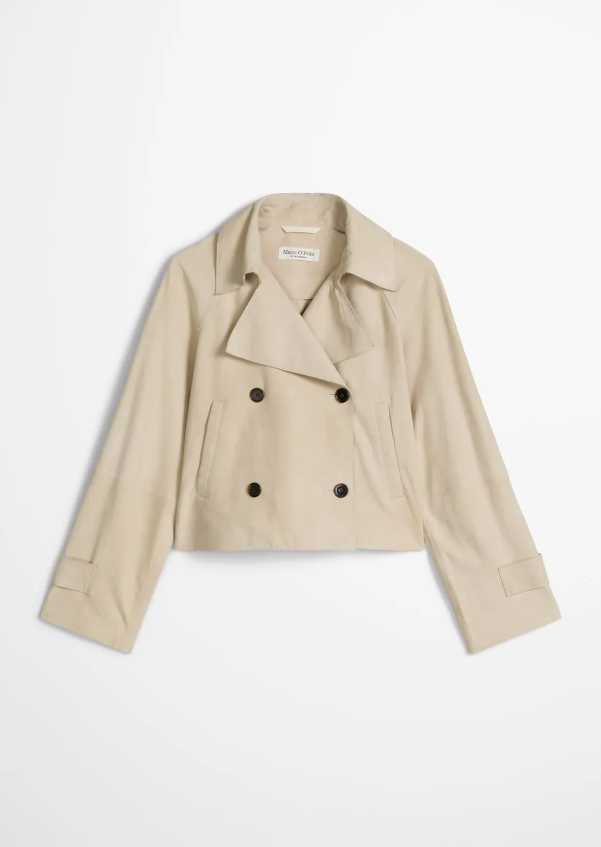Velourslederjacke im Trench-Stil relaxed aus softem Ziegenleder